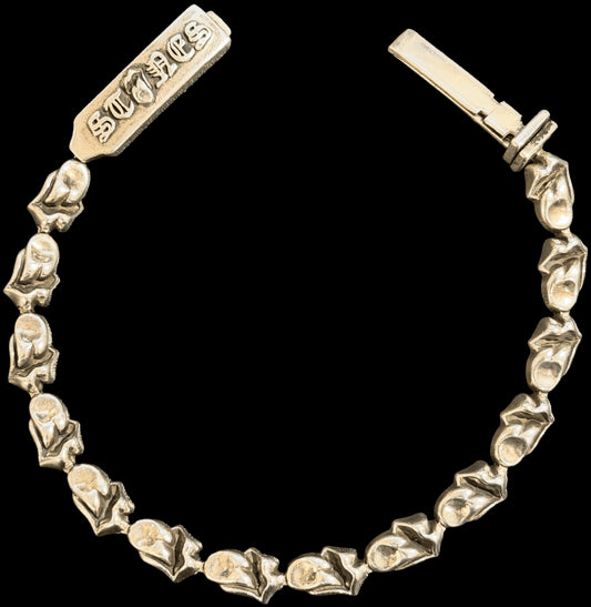 CHROME HEARTS 'ROLLING STONES' 14 LINK SILVER BRACELET