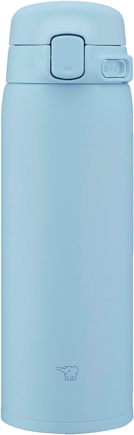 Zojirushi Thermos, 480ml 【Easily Washable and Improved】 Dishwasher Safe, Seamless Spout, Only 2 Items to Wash, Lightweight & Compact, Keeps Cold & Warm, One-Touch Mug, Powder Blue SU-BA48-AM