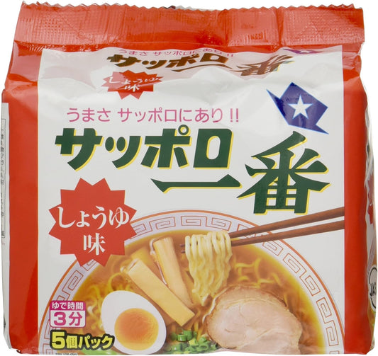 Sanyo Foods Sapporo Ichiban Soy Sauce Flavor, Pack of 5