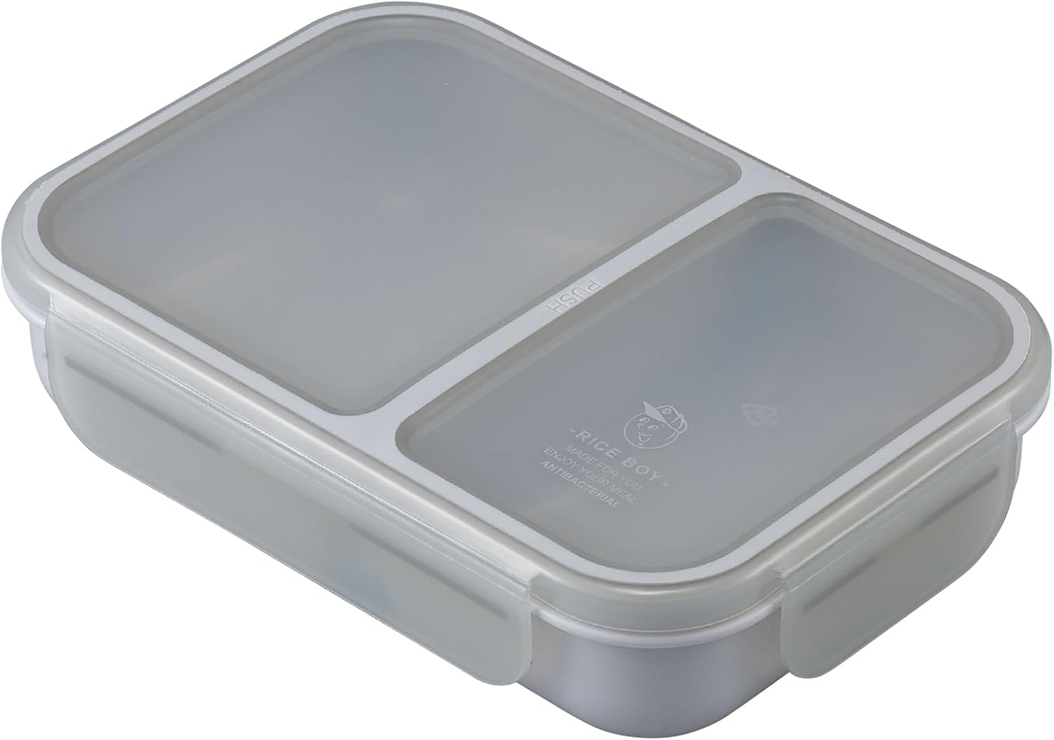 CB Japan DSK Rice Boy Lunch Box, 23.7 fl oz (700 ml), Antibacterial, Light Gray, Securely Secured with 4 Locks, W-Sealing to Prevent Liquids Leaking