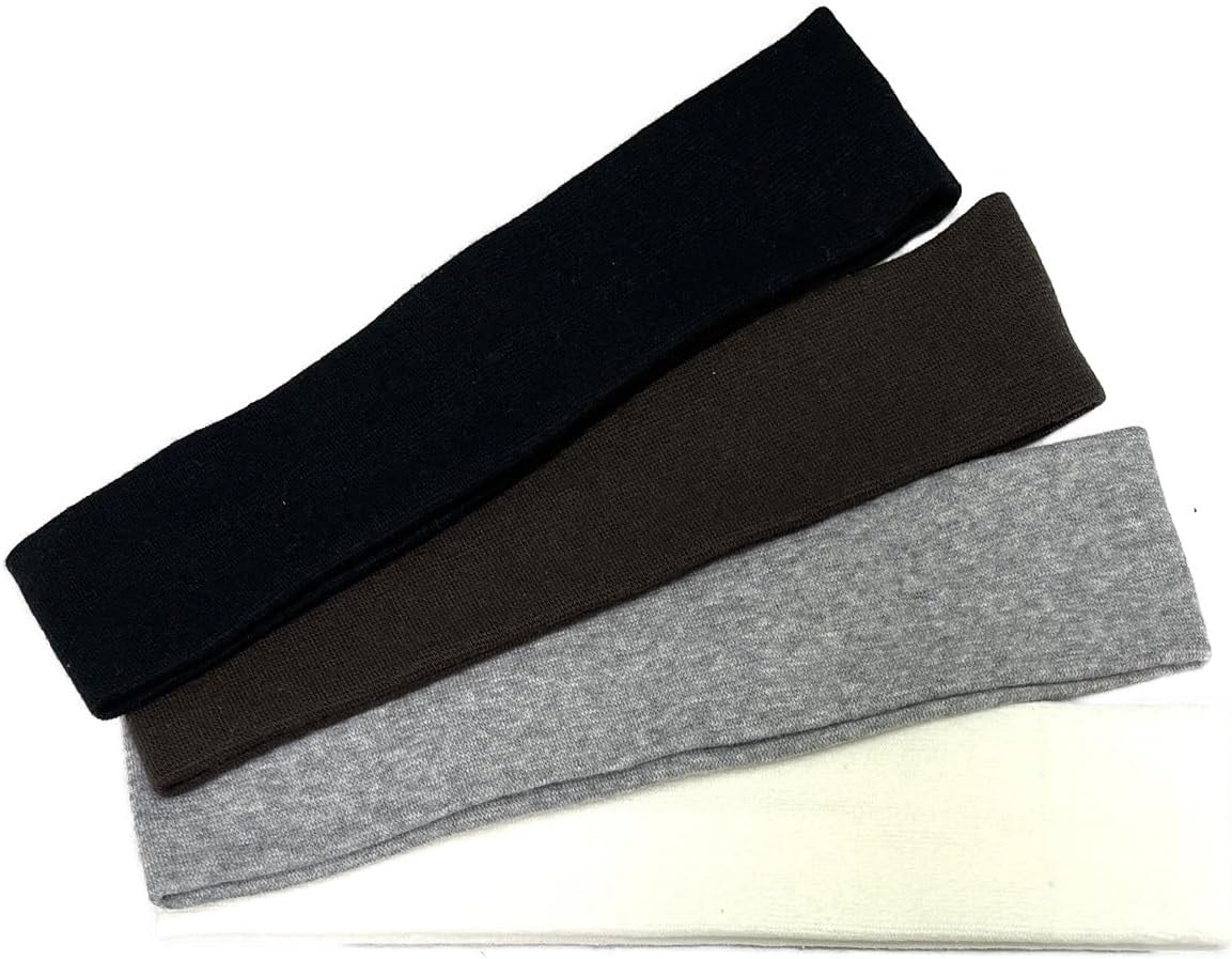 Turban Japanese Cotton Fabric 2.0 inches (5 cm) Hair Band (Black, Brown, Gray, Ivory)