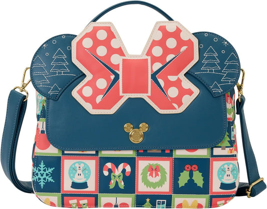 Loungefly Disney Mickey y Minnie Holiday Crossbody Bolsa