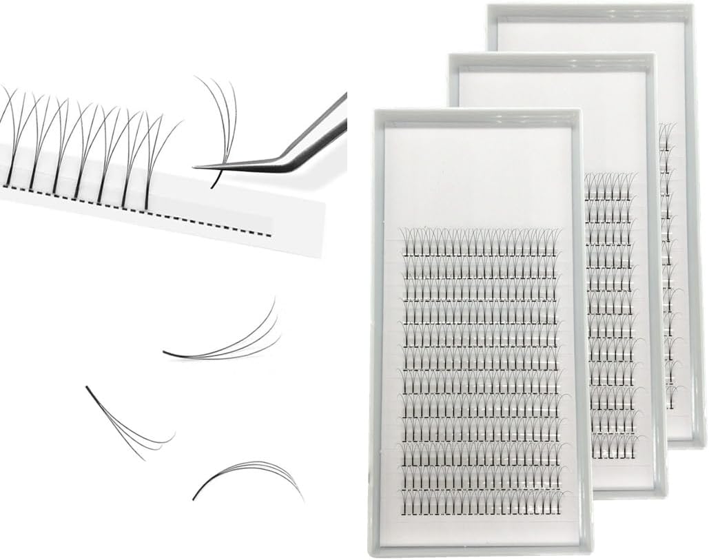 3 D Premade Fans 3 Boxes 3D Eyelash Extensions C/D Curl Thickness 0.07/0.10mm Length 8-15mm Matsueku Ultra Fine Light Lasting Natural Finish 3D Stem Long Eyelashes Extensions 3 Boxes (C-0.07mm, Black