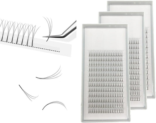3 D Premade Fans 3 Boxes 3D Eyelash Extensions C/D Curl Thickness 0.07/0.10mm Length 8-15mm Matsueku Ultra Fine Light Lasting Natural Finish 3D Stem Long Eyelashes Extensions 3 Boxes (C-0.07mm, Black