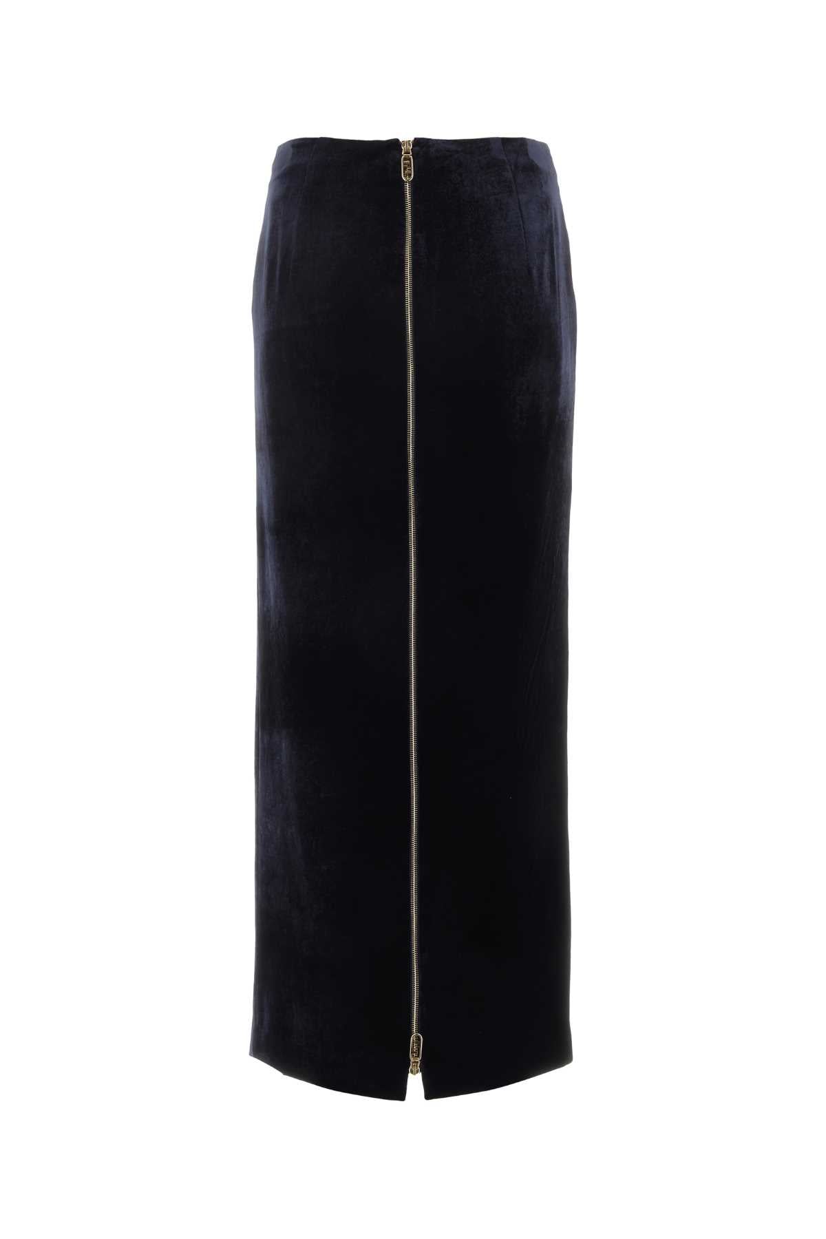 Fendi フェンディダークブルーベルベットスカート - Image 1