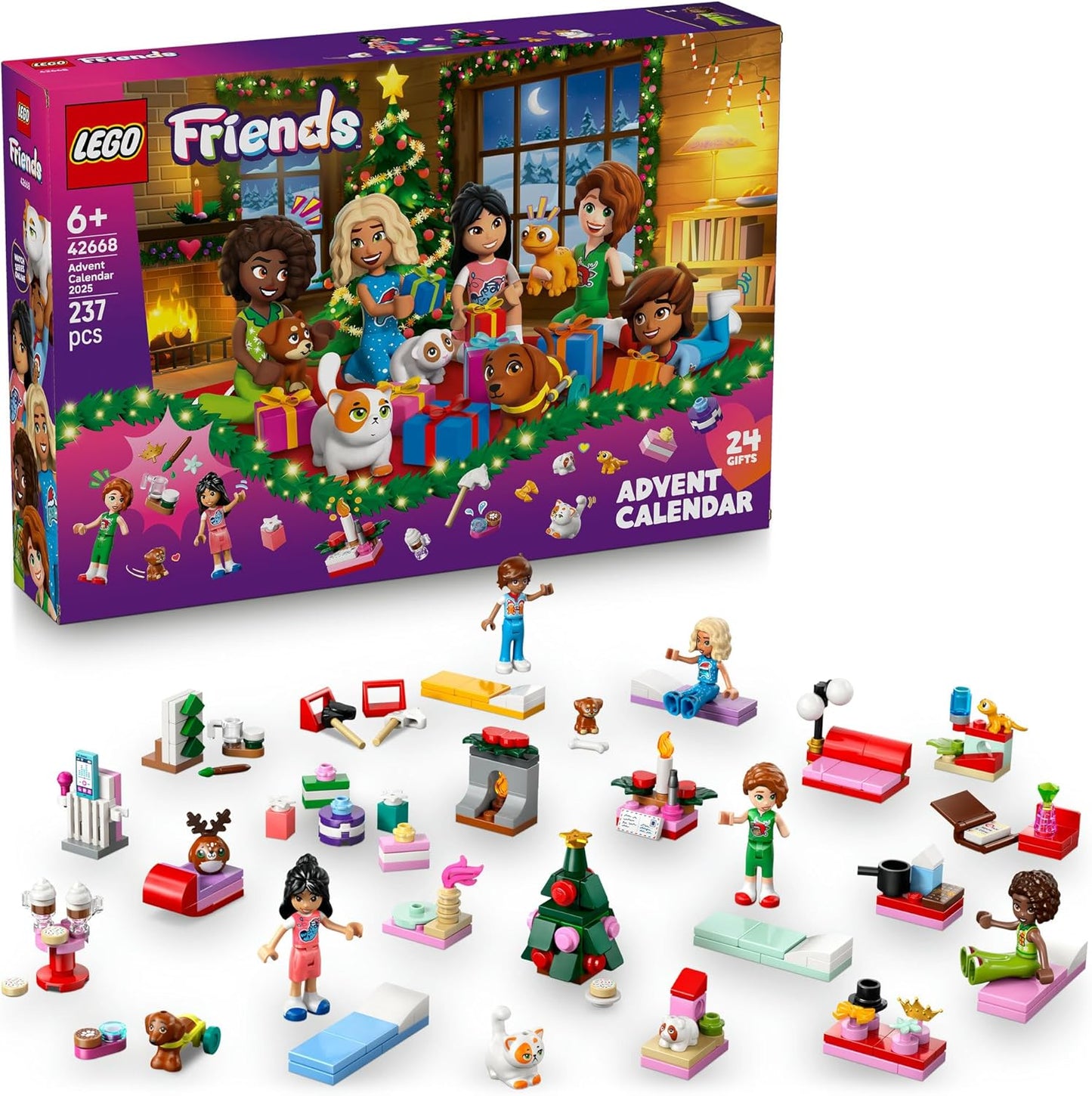 Lego 42668 Friends Advent Calendar 2025 Toy Birthday Present Blocks Educational Girls Boys Children 6 7 8 9 Years Old Vehicles Cars Disney Merchandise Christmas