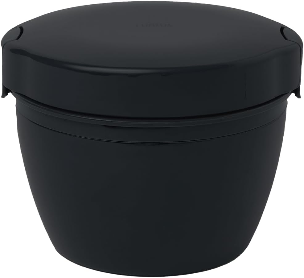 Asvel A3608 HLB-CD800S Heat Insulation Bento Box, Lunch Jar, Cafe Rice, 27.7 fl oz (800 ml), 2 Tiers, Vacuum Insulated, Large Capacity, Ag+, Antibacterial, Thermal Insulation, Black