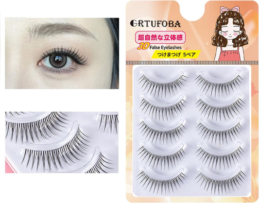 5 Pairs 3D Natural Top Eyelashes Transparent Shaft Soft Core Ultra Light Soft Handmade False Eyelashes