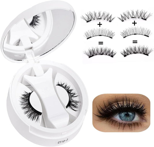 No more failures! Magnetic Eyelashes, For Beginners, No Glue Required, Easy to Install in Just 3 Seconds, Reusable, Natural, 3D Eyelash, Includes Exclusive Clip and Storage Case