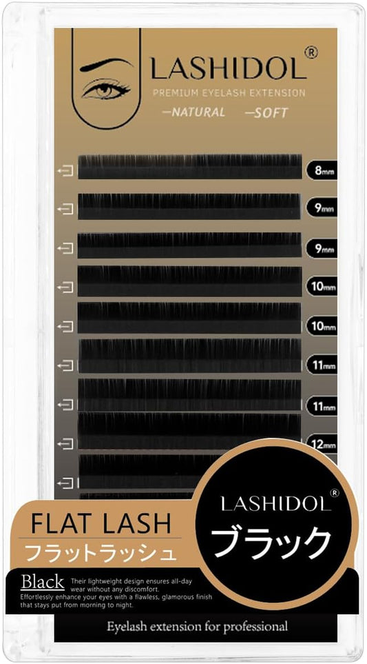 lashidol Matsueku Innovative L Curl Flat Rush Black Eyelash Extensions Dedicated Beauty Shop LD Curl Thickness 0.20 mm Length 8-15 mm Mixed (Black-020-mix(8-15)-LD)