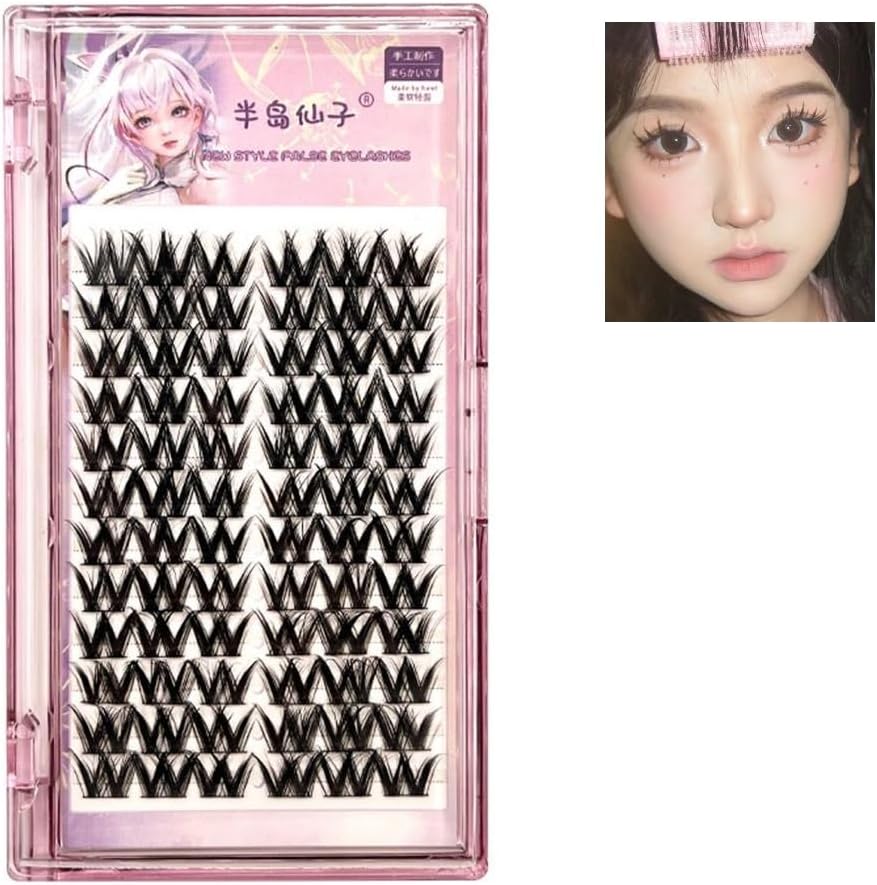 Large capacity eyelash cluster, individual eyelashes, elf false eyelashes, DIY eyelash extensions, cartoon lashes, apply by yourself at home (style02)