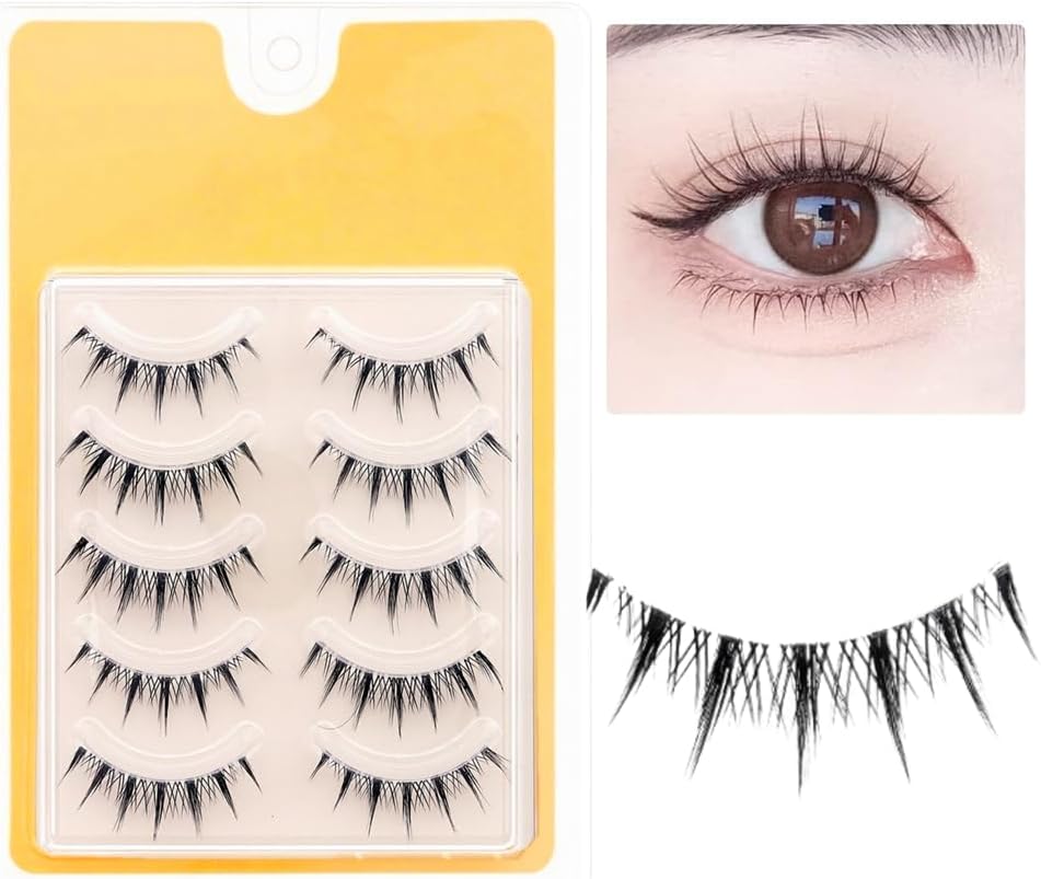False Eyelashes, Natural, False Eyelashes, Bunched, False Eyelashes, Bunch Lashes, Thin Transparent Shank, Popular, Handmade Eyelashes, Natural, Idle Group Style False Eyelashes, Cosplay Makeup, 5