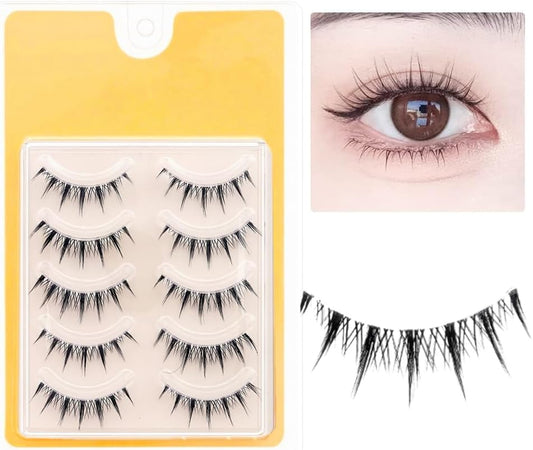 False Eyelashes, Natural, False Eyelashes, Bunched, False Eyelashes, Bunch Lashes, Thin Transparent Shank, Popular, Handmade Eyelashes, Natural, Idle Group Style False Eyelashes, Cosplay Makeup, 5