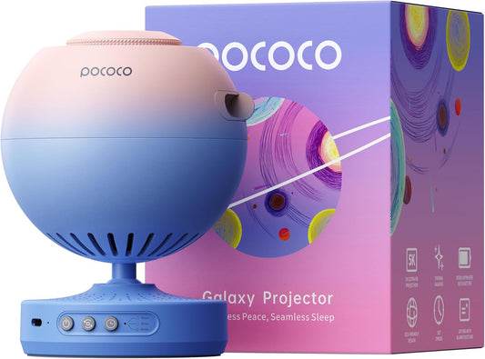 POCOCO Planetarium Home Use Star Projector Light, Bedside Lamp with 5K Super High Transmission Lens & 2MP Rotating Disc, Timer Function, Replaceable Optical Film Disc, Ideal for Children, Sleep