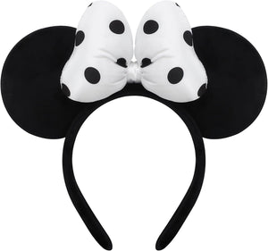 ODOCARE Handmade Mouse Ears Headband for Women and Ladies, Polka Dot Bow Mini Ears Costume Accessories