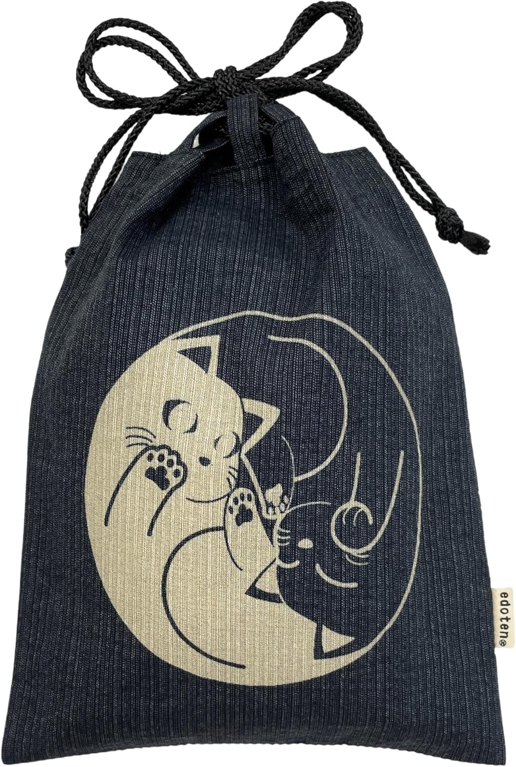 Edo-Ten Shingen Bag, Discharge Pattern, Matching Bag, 100% Cotton, Shijira Fabric, Drawstring Bag, Goshuin Bookbag, Inner Pocket, Men's, Women's, Cat Pattern