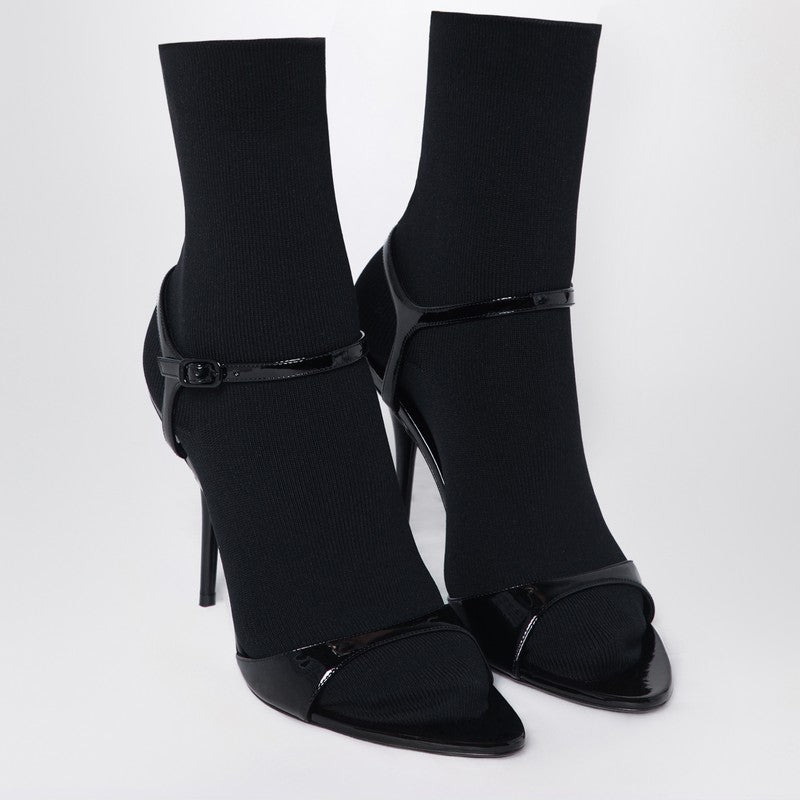 Balenciaga パテントレザーとメッシュのバレンシアガアベニューソックブラックサンダル - Image 1