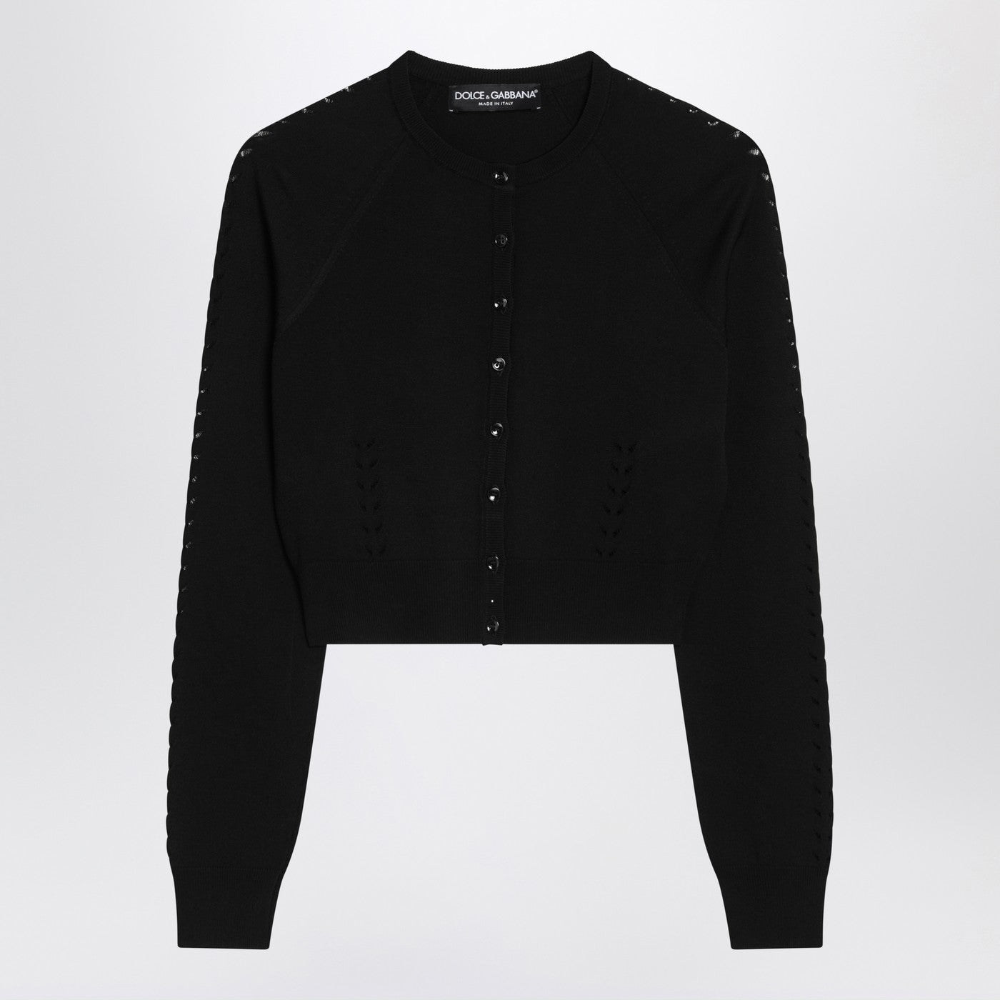 Dolce  Gabbana Dolce＆Gabbana Black Cardiganがパンチされたディテール - Image 1