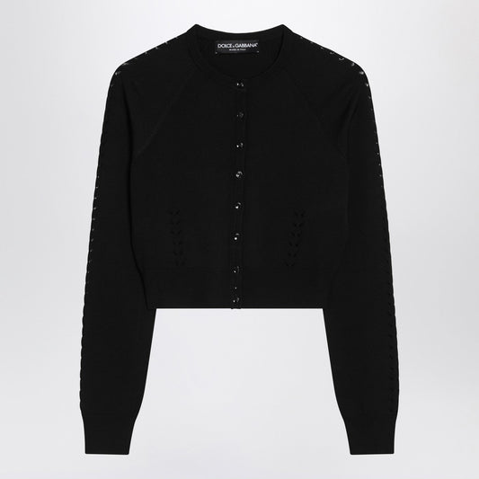 Dolce  Gabbana Dolce＆Gabbana Black Cardiganがパンチされたディテール - Image 1