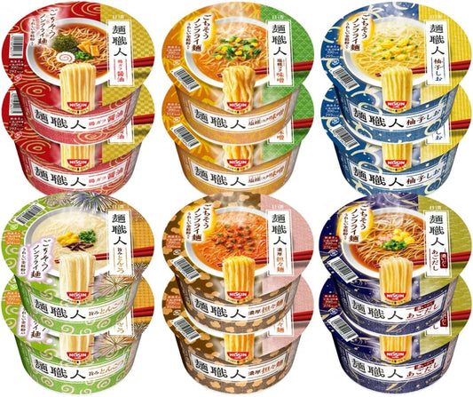 Nissin Noodle Craftsmen, 6 Types, 12 Meals Set, Original Packaging