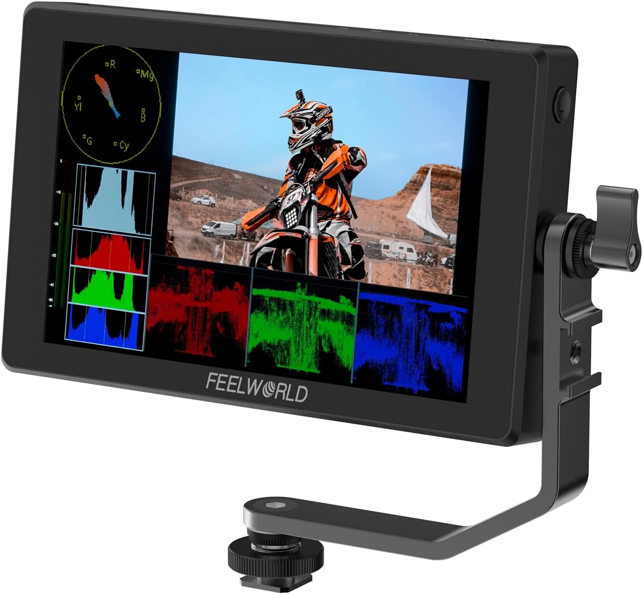 FEELWORLD SH 7 Inch 2200 Nit Ultra Bright Camera Field DSLR Camera Supports SDI HDMI Cross-Conversion and Output 3 DLUT, Equipped with Touch Waveform F 970 and Power Kit