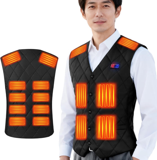 Czlyxo Electric Heating Vest, Heating Vest, 16 Heating Points, 40,800 mAh Battery Included, Japanese Fiber Heater, Heated Clothes, USB/DC Powered, Electric Heating Jacket, Front and Rear Independent