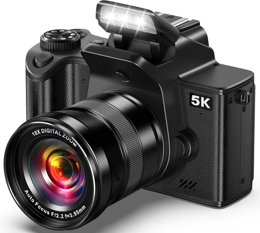 Digital Camera, 5K 80 Megapixels, SLR Camera, Wi-Fi Function, Auto Focus/Macro Shooting, Digital Camera, 18x Digital Zoom, App Controlled, 180° Rotation, Screen, 4.0 inches, IPS, Touch Screen, Selfie