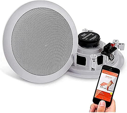 【Pyle Wall/Ceiling Recessed Bluetooth Built-in 2WAY Mount Speaker 16.5cm (2-Piece Set) Round】Maximum Output 250W 8 Ohm Sensitivity 89dB 50Hz-20kHz with Polymer Tweeter Overall Size: Approx. 27.2cm x