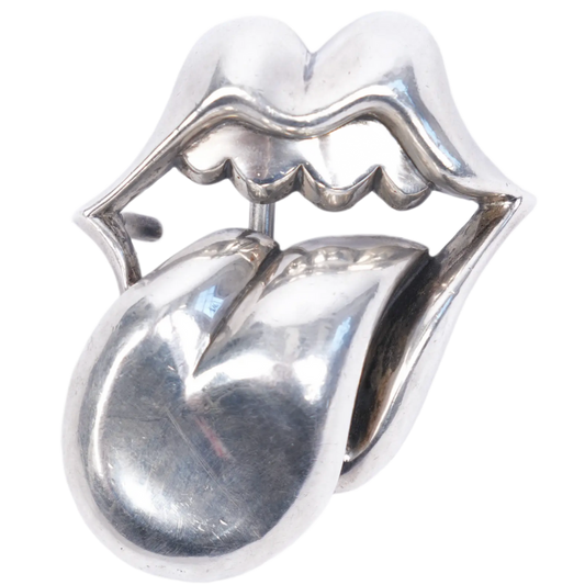 CHROME HEARTS 'ROLLING STONES LIPS' SILVER BUCKLE