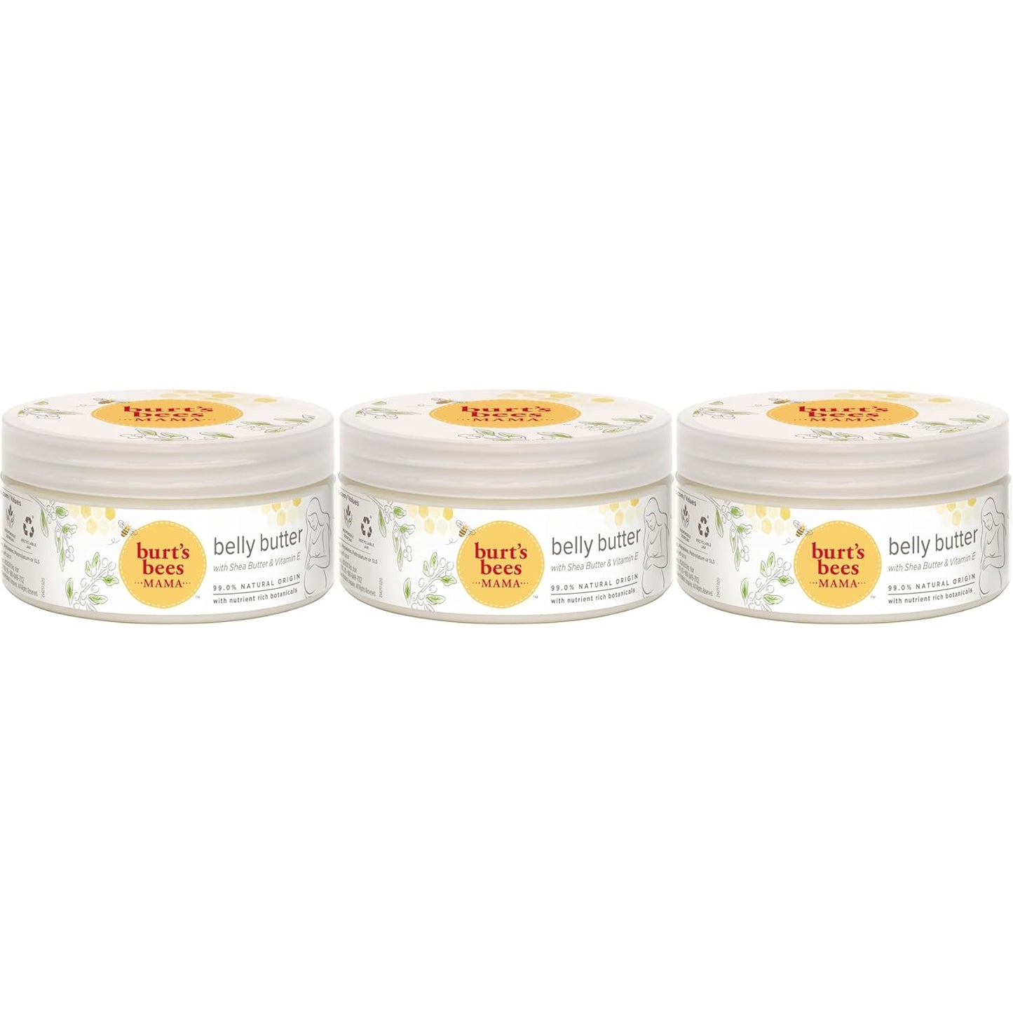 Crema Burt's Bees Mama Belly Butter para marcas de estiramiento durante el embarazo, masajea el cuerpo y reduce la apariencia de cicatrices, cuidado prenatal y postnatal de la piel del vientre