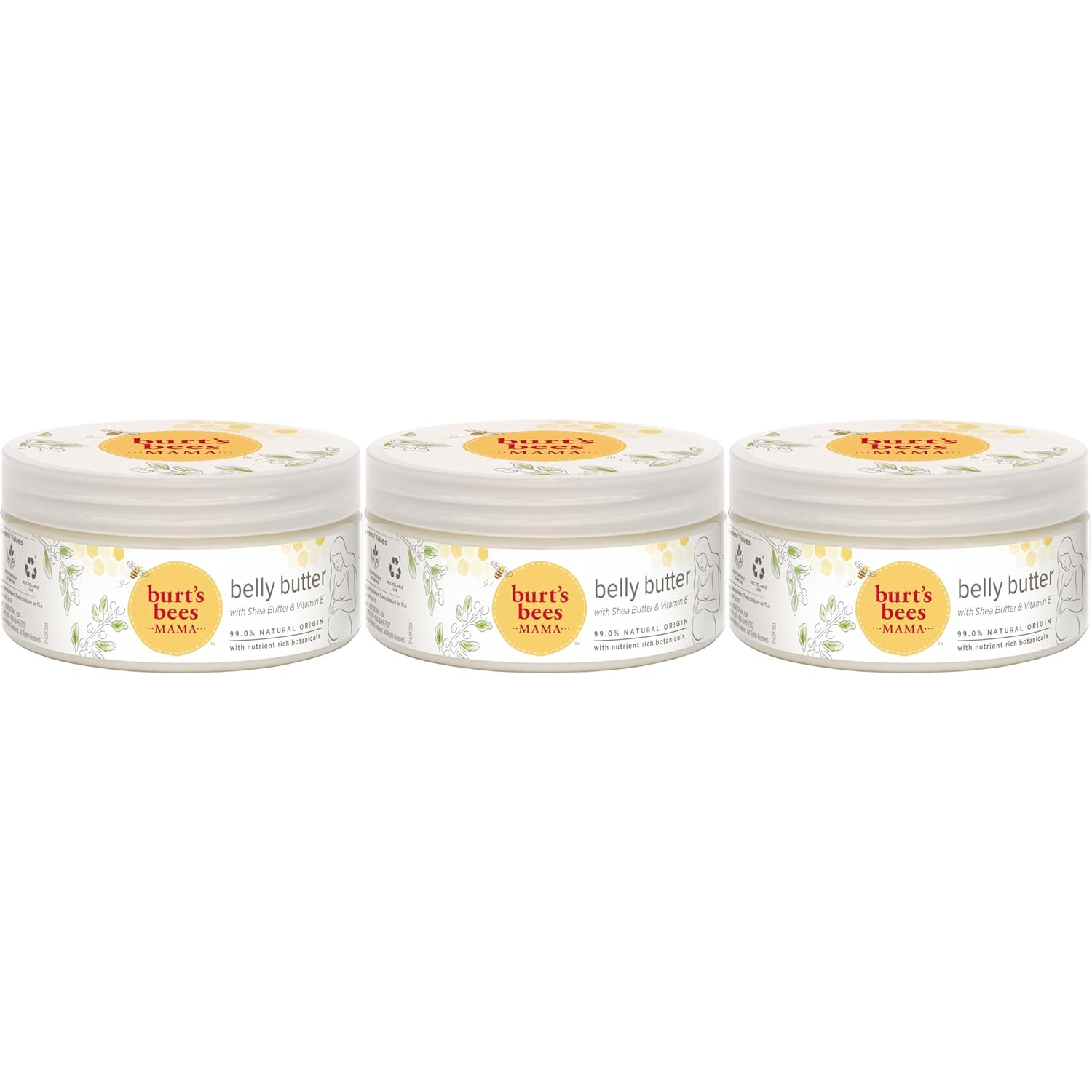 Crema Burt's Bees Mama Belly Butter para marcas de estiramiento durante el embarazo, masajea el cuerpo y reduce la apariencia de cicatrices, cuidado prenatal y postnatal de la piel del vientre