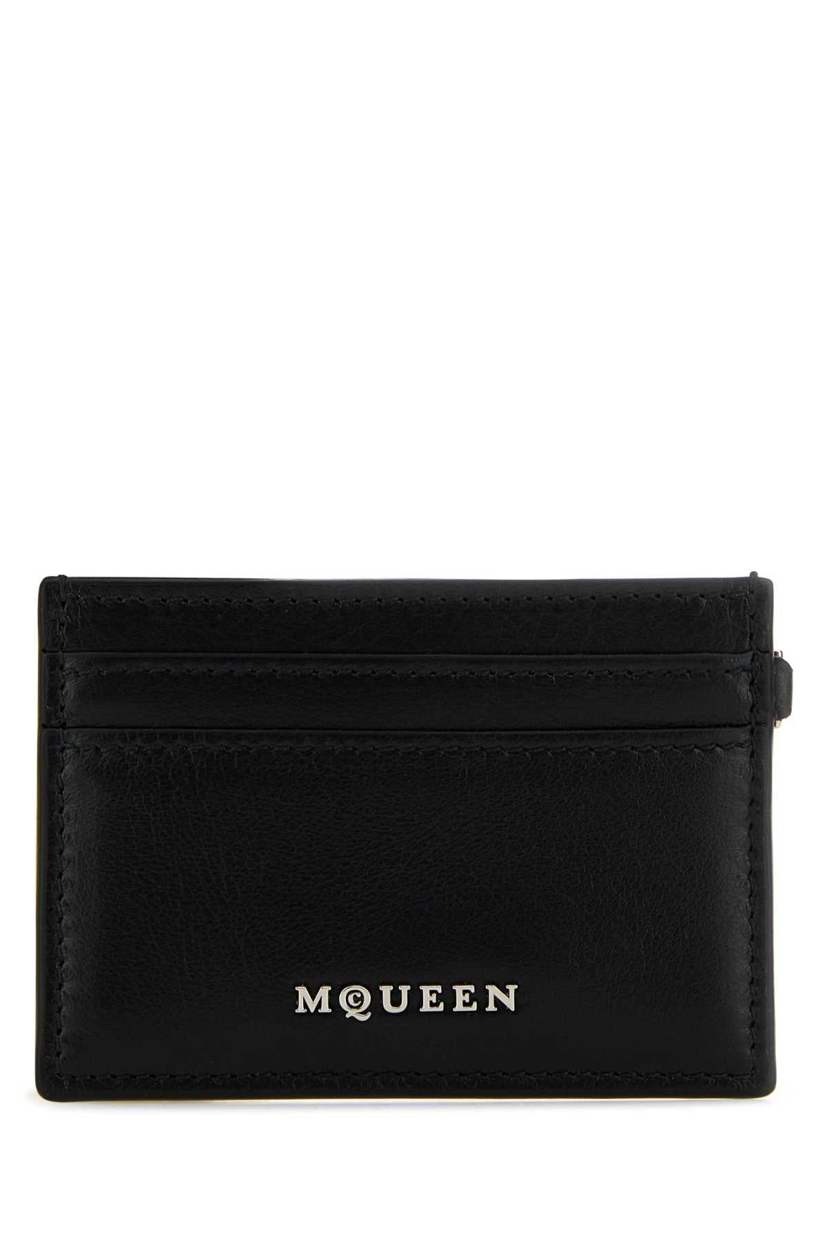 Alexander Mcqueen アレクサンダーマックイーンブラックレザースリングカードホルダー - Image 1