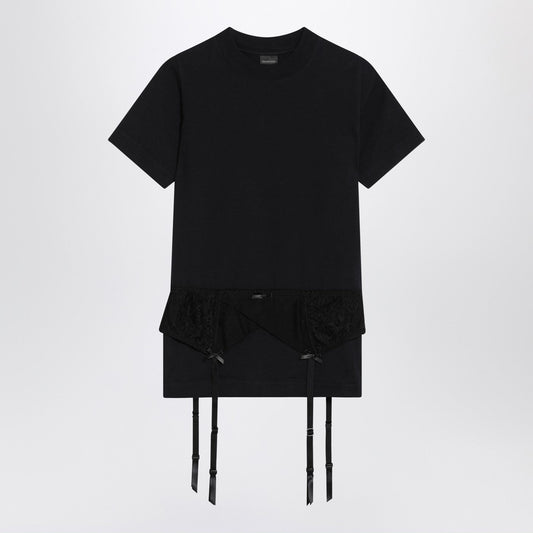 Balenciaga バレンシアガブラックジャージーストレッチランジェリーTシャツ - Image 1