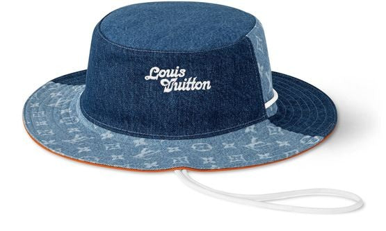 LOUIS VUITTON Denim Patchwork Explorer Reversible Bucket Hat - Image 1