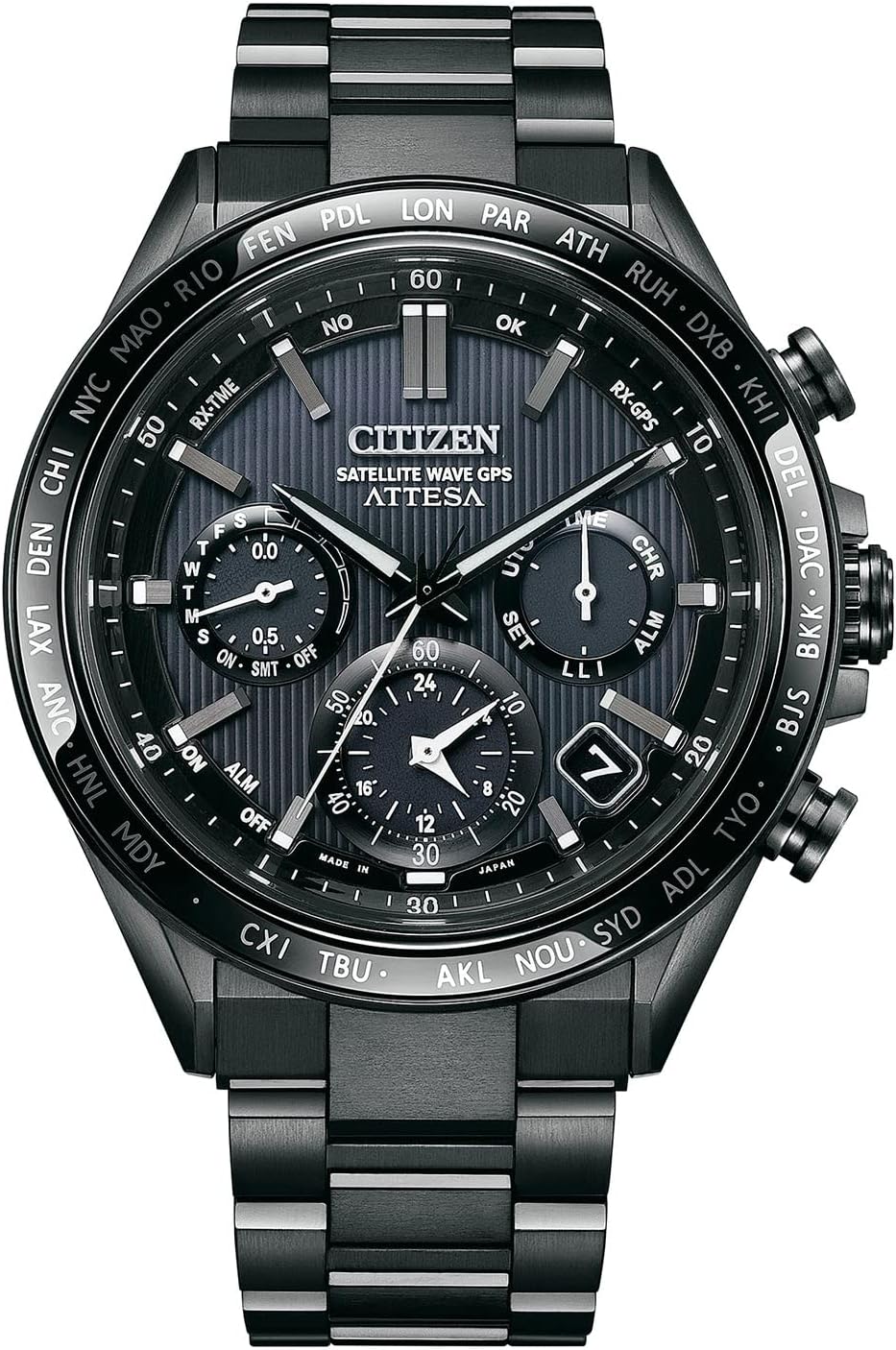 Citizen Atessa Men's Watch Eco Drive GPS Satellite Radio Watch Waterproof, 1. Black (flagship), 1 piece, Business