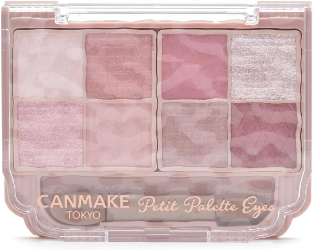 Canmake Petit Palette Eyes 03 Mignonne Ribbon, 0.07 oz (2.0 g), Eye Shadow Palette with Tips, Pink