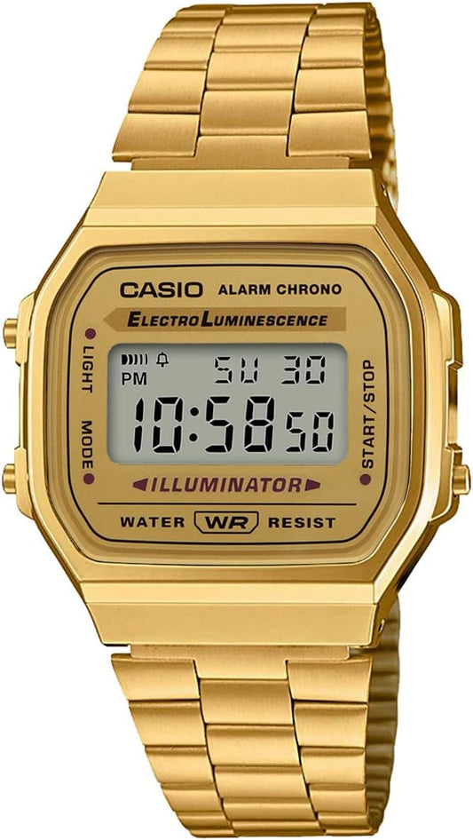 Casio A168 Digital Watch, Vintage Series, Men's, Women's, Kids, Overseas Model, Gold A168WG-9W, Bracelet Type