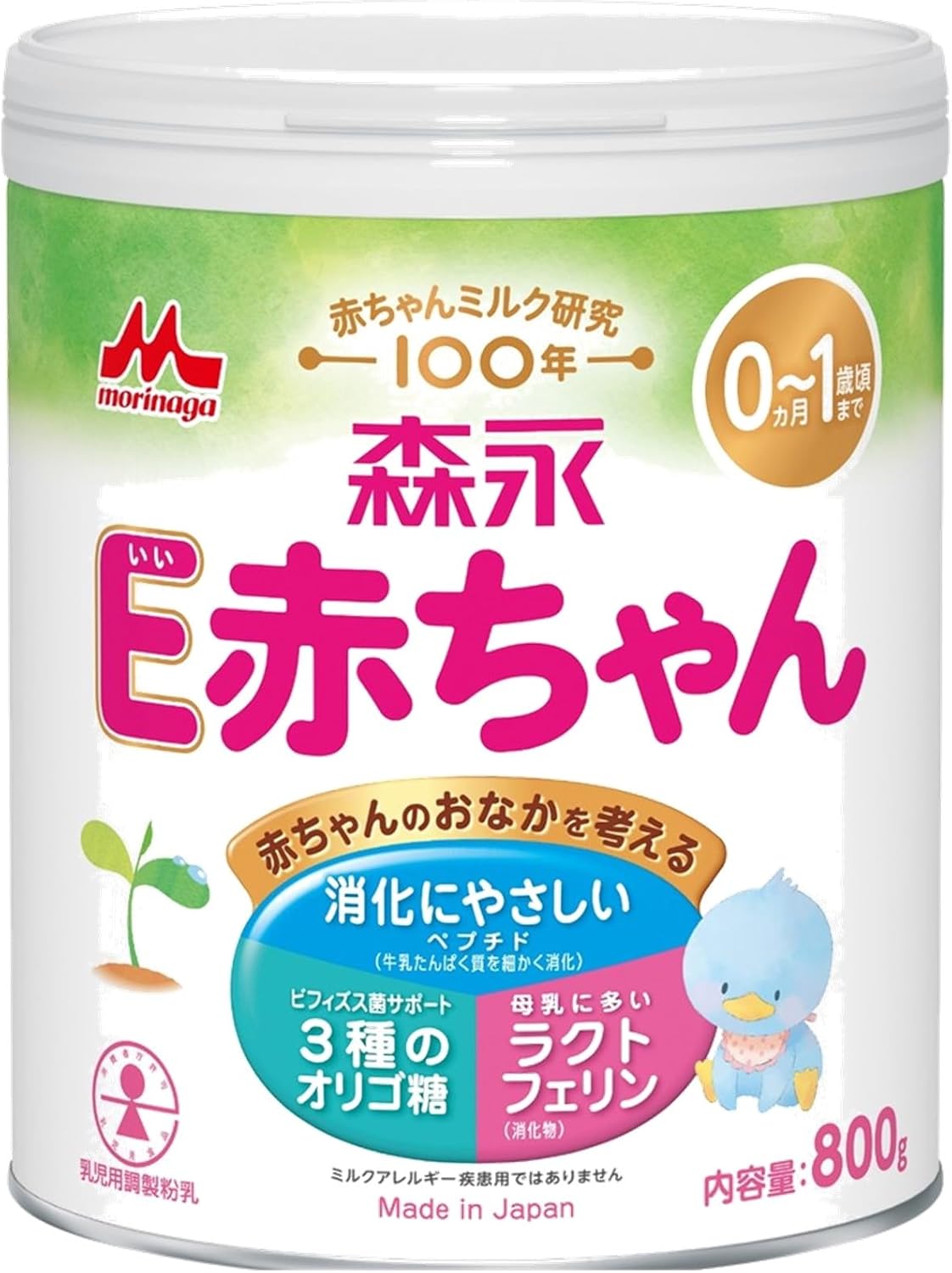 Morinaga E Baby Large Can 28.6 oz (800 g) [0 Months to 1 Year Old Newborn Milk Powder] Lactoferrin 3 Types of Oligosaccharides