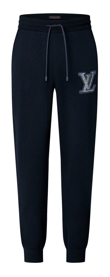 LOUIS VUITTON WOOL LEATHER-TRIMMED JOGPANTS