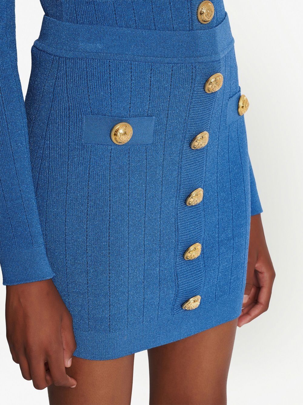 Balmain バルメインエンボス加工ボタンニットミニスカート - Image 1