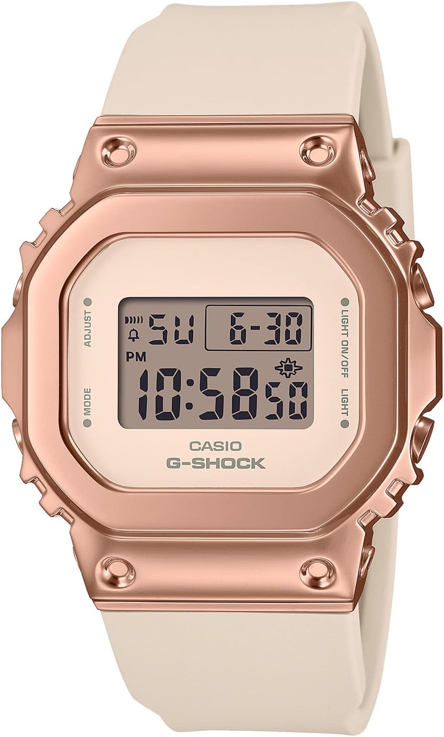 Casio GM-S5600 Metal Covered LED Wristwatch, Pink beige × pink gold, Casual