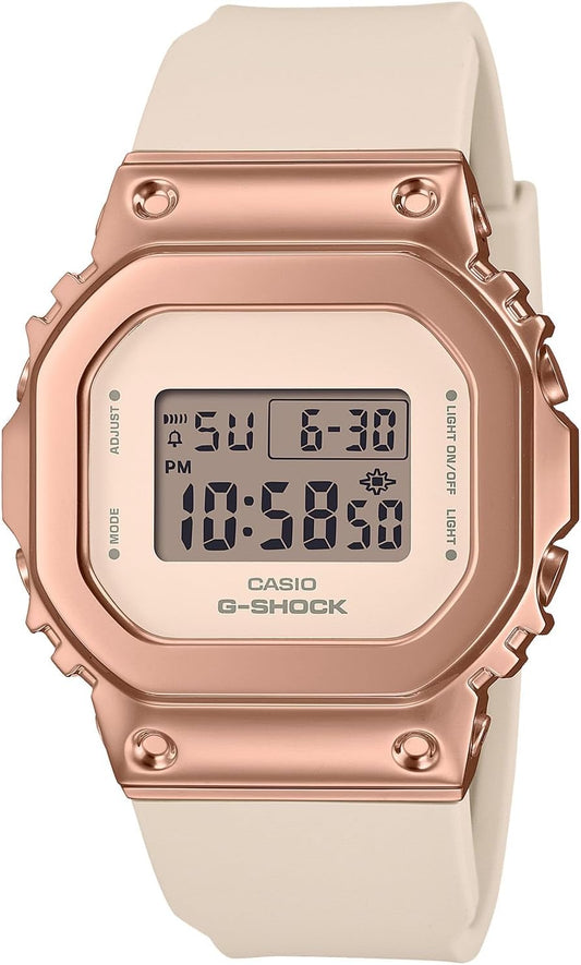 Casio GM-S5600 Metal Covered LED Wristwatch, Pink beige × pink gold, Casual