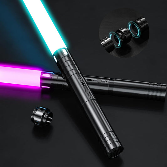 Sable de luz, Sables de luz con RGB de 15 colores, Sables de luz recargables por USB con sonido FX y sensores de movimiento, Juguete de sable de luz para niños, Regalo de Halloween y Navidad, Cosplay