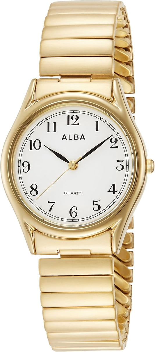 Seiko Watch AQGK440 Alba Quartz Watch for Men - Gold, Dial color - white, watch