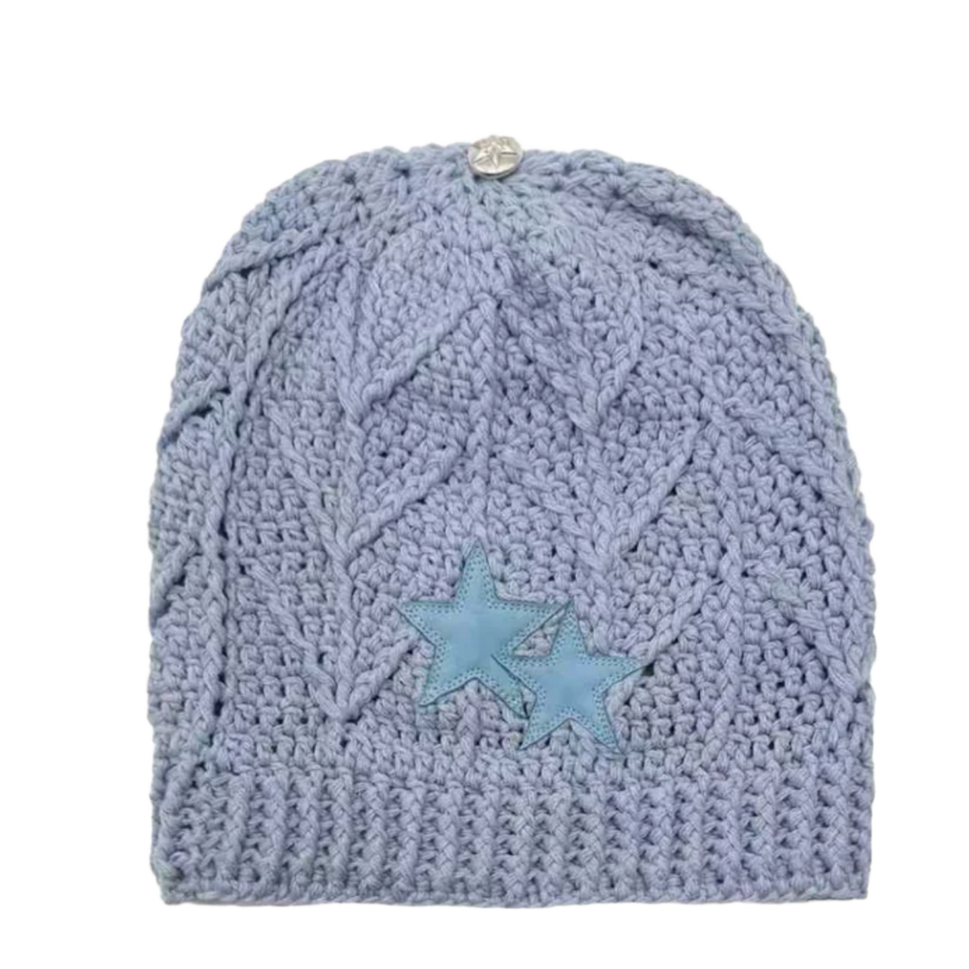 CHROME HEARTS 'STAR PATCH' BLUE CASHMERE BEANIE