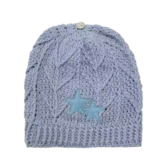 CHROME HEARTS 'STAR PATCH' BLUE CASHMERE BEANIE