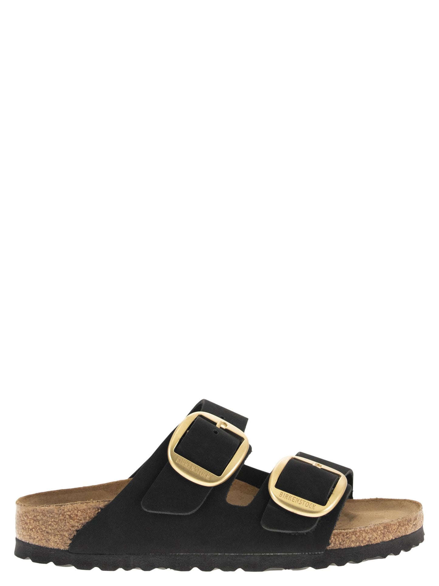 Birkenstock ビルケンシュトックアリゾナレザースリッパが大きなバックルを備えています - Image 1