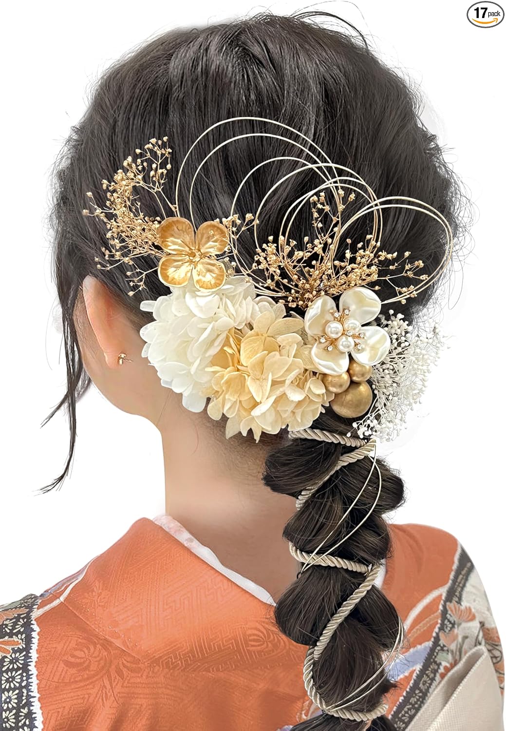 JZOON Hair Ornament, Popular, Set, Hair Accessories, Hair Arrangement, Dried Flowers, Kimono, Traditional Wear, Yukata, Coming-of-Age, Wedding, Graduation Ceremony, Shichi-Go-San, Festival, Ponytail