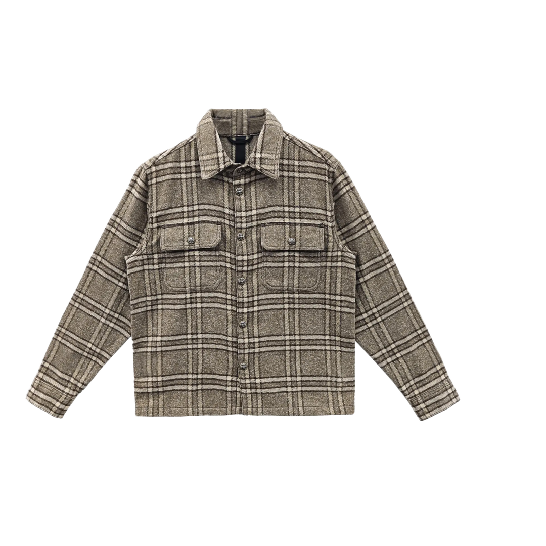 CHROME HEARTS 'BROWN OAT' WORK FLANNEL SHIRT