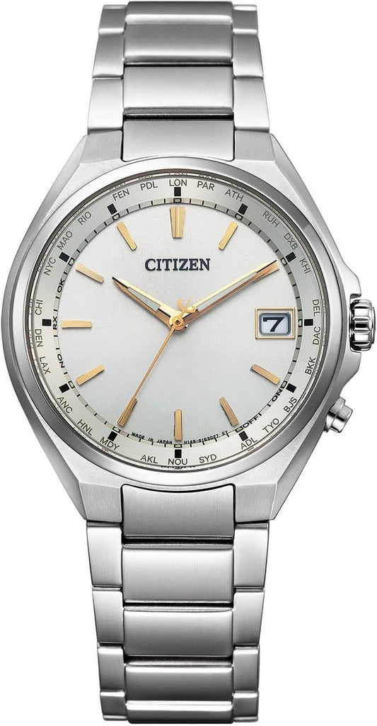 Citizen CB1120-50P Attessa Eco-Drive Radio Watch, World Time, Direct Flight, Men's Silver
